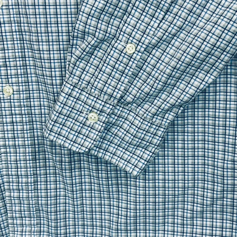 Polo Ralph Lauren Classic Fit Shirt Men XXL Blue White Gray Plaid Stretch Preppy